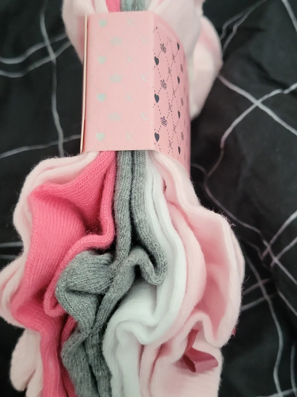 Juicy Couture Girls' Pink and White Socks - 10 Pairs Size 10 - 4